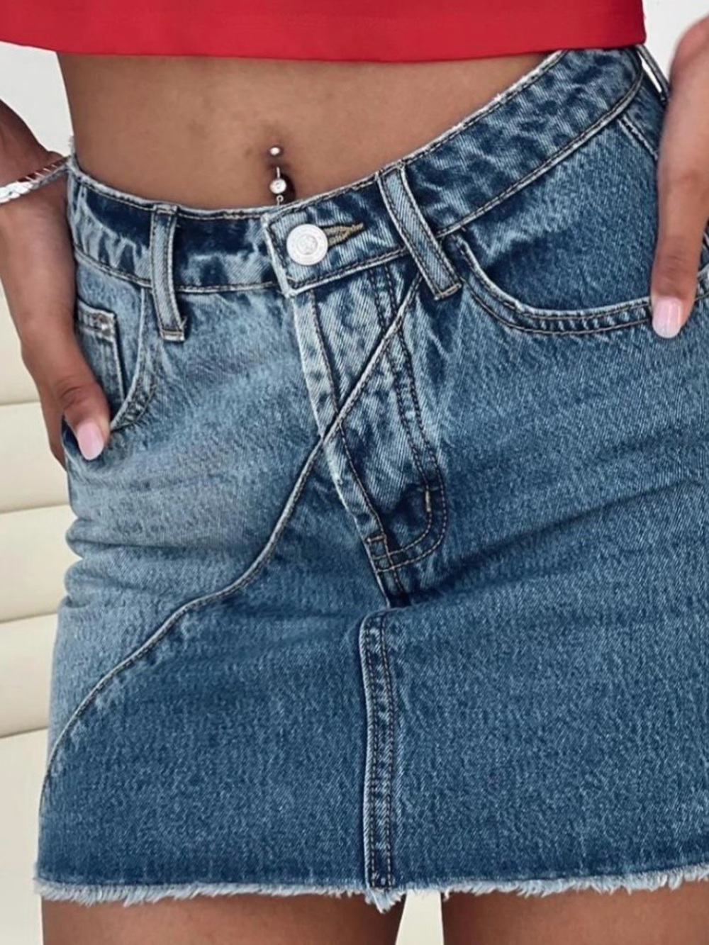 Princess Polly Jellicoe Spliced Multi Wash Denim Skirt